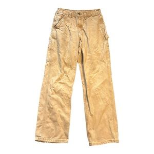 Carhartt Men's Carpenter Canvas Dungaree Fit Pants B11 BRN Size 28x30 Great Con